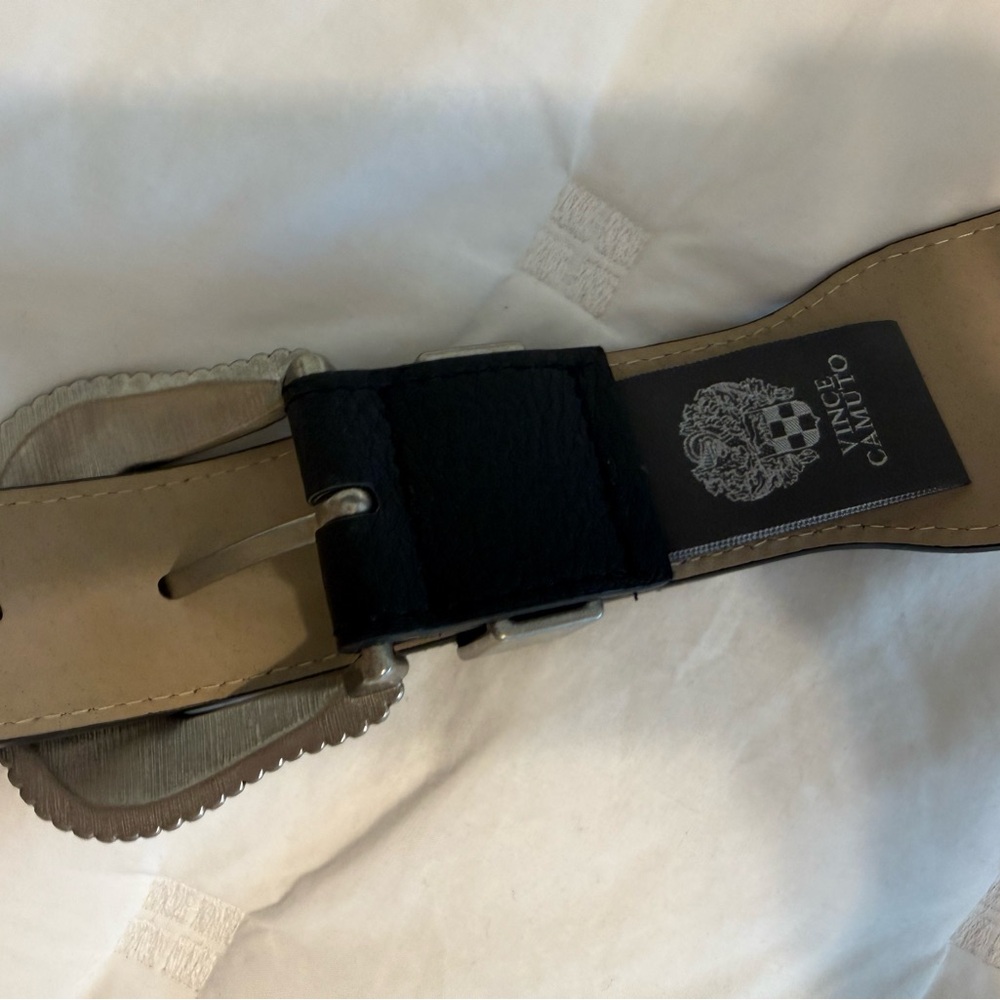 Vince Camuto Black Western Stretch Belt with Silver Buckle - Picture 4 of 4